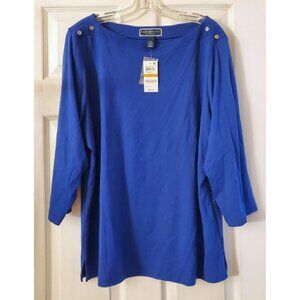 KAREN SCOTT WOMAN RIB BOATNECK SWEATER BRIGHT BLUE SIZE 3X NWT